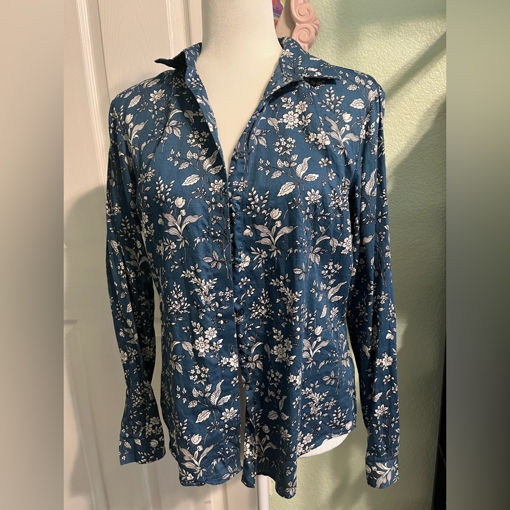 T.M.Lewin Blue Floral  Shirt